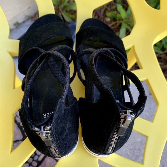 New Eileen Fisher Black Suede zip back strappy sandals US Size 7 M - Picture 4 of 10